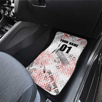 Motocross Rider Car Mats with Abstract Grunge Brush and Custom Number in Red and Black Splatter Design - Wonder Print Shop