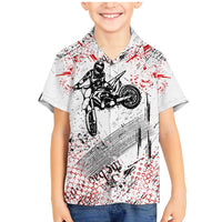 Motocross Rider Family Matching Mermaid Dress and Hawaiian Shirt with Abstract Grunge Brush and Custom Number in Red and Black Splatter Design - Wonder Print Shop
