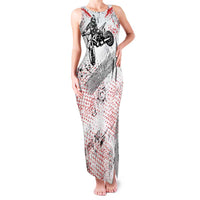 Motocross Rider Family Matching Tank Maxi Dress and Hawaiian Shirt with Abstract Grunge Brush and Custom Number in Red and Black Splatter Design - Wonder Print Shop