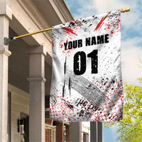 Motocross Rider Garden Flag with Abstract Grunge Brush and Custom Number in Red and Black Splatter Design - Wonder Print Shop