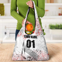 Motocross Rider Grocery Bag with Abstract Grunge Brush and Custom Number in Red and Black Splatter Design - Wonder Print Shop