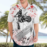Motocross Rider Hawaiian Shirt with Abstract Grunge Brush and Custom Number in Red and Black Splatter Design - Wonder Print Shop