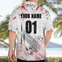 Motocross Rider Hawaiian Shirt with Abstract Grunge Brush and Custom Number in Red and Black Splatter Design - Wonder Print Shop