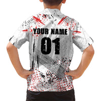 Motocross Rider Hawaiian Shirt with Abstract Grunge Brush and Custom Number in Red and Black Splatter Design - Wonder Print Shop