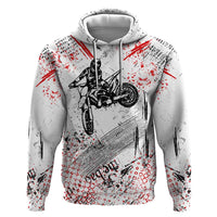 Motocross Rider Hoodie with Abstract Grunge Brush and Custom Number in Red and Black Splatter Design - Wonder Print Shop