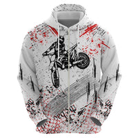Motocross Rider Hoodie with Abstract Grunge Brush and Custom Number in Red and Black Splatter Design - Wonder Print Shop