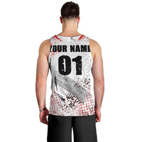 Motocross Rider Men Tank Top with Abstract Grunge Brush and Custom Number in Red and Black Splatter Design - Wonder Print Shop