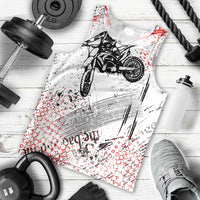 Motocross Rider Men Tank Top with Abstract Grunge Brush and Custom Number in Red and Black Splatter Design - Wonder Print Shop