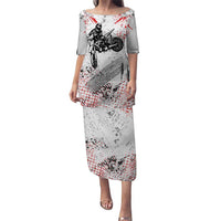 Motocross Rider Puletasi with Abstract Grunge Brush and Custom Number in Red and Black Splatter Design - Wonder Print Shop