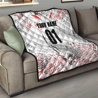 Motocross Rider Quilt with Abstract Grunge Brush and Custom Number in Red and Black Splatter Design - Wonder Print Shop