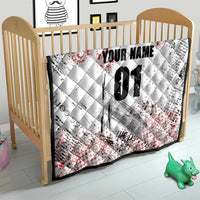 Motocross Rider Quilt with Abstract Grunge Brush and Custom Number in Red and Black Splatter Design - Wonder Print Shop