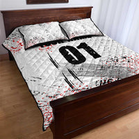 Motocross Rider Quilt Bed Set with Abstract Grunge Brush and Custom Number in Red and Black Splatter Design - Wonder Print Shop