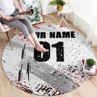 Motocross Rider Round Carpet with Abstract Grunge Brush and Custom Number in Red and Black Splatter Design - Wonder Print Shop