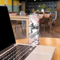 Motocross Rider Skinny Tumbler with Abstract Grunge Brush and Custom Number in Red and Black Splatter Design - Wonder Print Shop