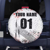Motocross Rider Spare Tire Cover with Abstract Grunge Brush and Custom Number in Red and Black Splatter Design - Wonder Print Shop