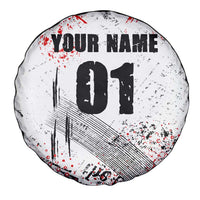 Motocross Rider Spare Tire Cover with Abstract Grunge Brush and Custom Number in Red and Black Splatter Design - Wonder Print Shop