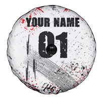 Motocross Rider Spare Tire Cover with Abstract Grunge Brush and Custom Number in Red and Black Splatter Design - Wonder Print Shop