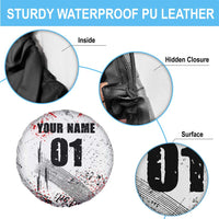 Motocross Rider Spare Tire Cover with Abstract Grunge Brush and Custom Number in Red and Black Splatter Design - Wonder Print Shop