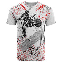 Motocross Rider T Shirt with Abstract Grunge Brush and Custom Number in Red and Black Splatter Design - Wonder Print Shop