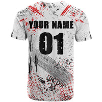 Motocross Rider T Shirt with Abstract Grunge Brush and Custom Number in Red and Black Splatter Design - Wonder Print Shop