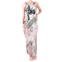 Motocross Rider Tank Maxi Dress with Abstract Grunge Brush and Custom Number in Red and Black Splatter Design - Wonder Print Shop