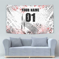 Motocross Rider Tapestry with Abstract Grunge Brush and Custom Number in Red and Black Splatter Design - Wonder Print Shop