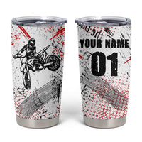 Motocross Rider Tumbler Cup with Abstract Grunge Brush and Custom Number in Red and Black Splatter Design - Wonder Print Shop