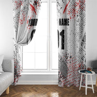 Motocross Rider Window Curtain with Abstract Grunge Brush and Custom Number in Red and Black Splatter Design - Wonder Print Shop