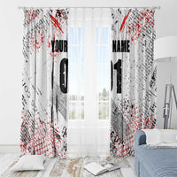 Motocross Rider Window Curtain with Abstract Grunge Brush and Custom Number in Red and Black Splatter Design - Wonder Print Shop