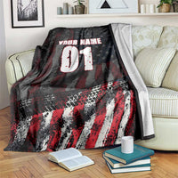 Motocross Rider Blanket with American Flag Background and Extreme Text in Red and Black Grunge Design - Wonder Print Shop