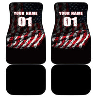 Motocross Rider Car Mats with American Flag Background and Extreme Text in Red and Black Grunge Design - Wonder Print Shop