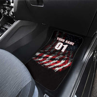 Motocross Rider Car Mats with American Flag Background and Extreme Text in Red and Black Grunge Design - Wonder Print Shop