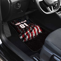 Motocross Rider Car Mats with American Flag Background and Extreme Text in Red and Black Grunge Design - Wonder Print Shop
