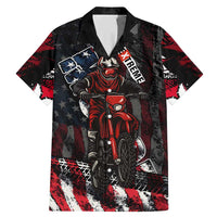 Motocross Rider Family Matching Mermaid Dress and Hawaiian Shirt with American Flag Background and Extreme Text in Red and Black Grunge Design - Wonder Print Shop