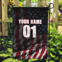 Motocross Rider Garden Flag with American Flag Background and Extreme Text in Red and Black Grunge Design - Wonder Print Shop
