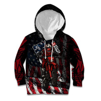Motocross Rider Kid Hoodie with American Flag Background and Extreme Text in Red and Black Grunge Design - Wonder Print Shop