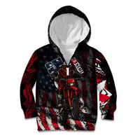 Motocross Rider Kid Hoodie with American Flag Background and Extreme Text in Red and Black Grunge Design - Wonder Print Shop