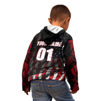 Motocross Rider Kid Hoodie with American Flag Background and Extreme Text in Red and Black Grunge Design - Wonder Print Shop