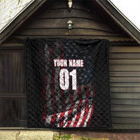 Motocross Rider Quilt with American Flag Background and Extreme Text in Red and Black Grunge Design - Wonder Print Shop