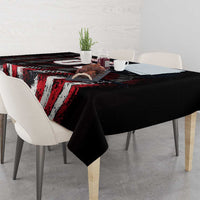 Motocross Rider Tablecloth with American Flag Background and Extreme Text in Red and Black Grunge Design - Wonder Print Shop