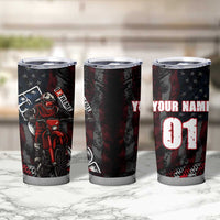Motocross Rider Tumbler Cup with American Flag Background and Extreme Text in Red and Black Grunge Design - Wonder Print Shop