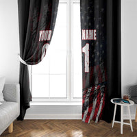 Motocross Rider Window Curtain with American Flag Background and Extreme Text in Red and Black Grunge Design - Wonder Print Shop
