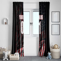 Motocross Rider Window Curtain with American Flag Background and Extreme Text in Red and Black Grunge Design - Wonder Print Shop