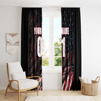 Motocross Rider Window Curtain with American Flag Background and Extreme Text in Red and Black Grunge Design - Wonder Print Shop