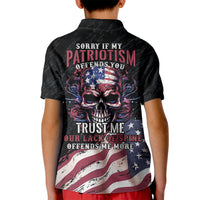 American Flag Skull Kid Polo Shirt Sorry If My Patriotism Offends You Trust Me - Wonder Print Shop