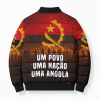 Angola Bomber Puffer Jacket with Red Black Yellow Grunge Design - Wonder Print Shop
