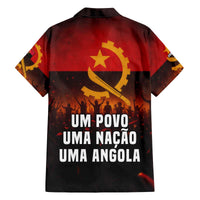 Angola Family Matching Off The Shoulder Long Sleeve Dress and Hawaiian Shirt with Red Black Yellow Grunge Design - Wonder Print Shop