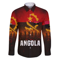 Angola Family Matching Off The Shoulder Long Sleeve Dress and Hawaiian Shirt with Red Black Yellow Grunge Design - Wonder Print Shop