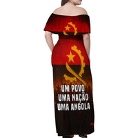 Angola Family Matching Off Shoulder Maxi Dress and Hawaiian Shirt with Red Black Yellow Grunge Design - Wonder Print Shop