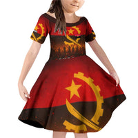 Angola Family Matching Off Shoulder Short Dress and Hawaiian Shirt with Red Black Yellow Grunge Design - Wonder Print Shop